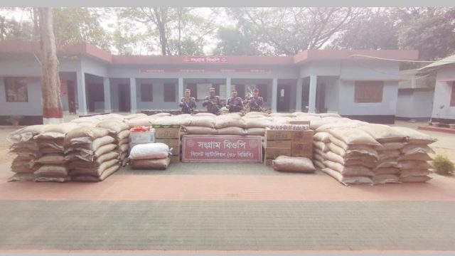 সীমান্তে ৪৭ লক্ষ টাকার চোরাই পণ্য জব্দ করেছে বিজিবি
