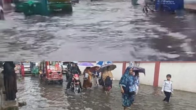 সিলেটে প্রবল বৃষ্টি : বিভিন্ন স্থানে হাঁটুপানি