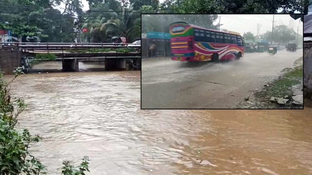 বৃষ্টিতে স্থবির জনজীবন, সিলেটে বন্যার আতঙ্ক