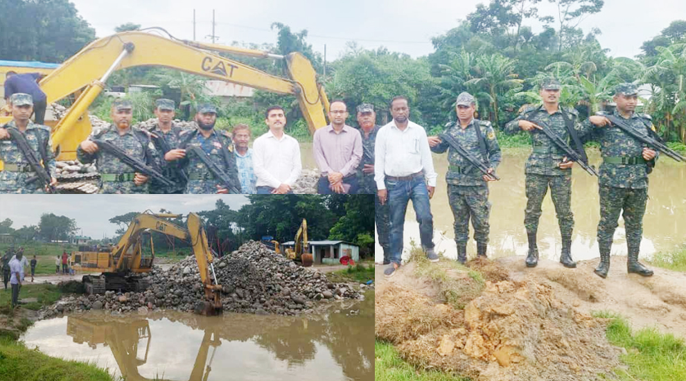 সিলেটে এবার পুকুর থেকে উদ্ধার দেড়লাখ ঘনফুট পাথর