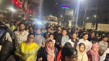 নির্বাচন-পরবর্তী সহিংসতার প্রতিবাদে এনসিপির বিক্ষোভ মিছিল