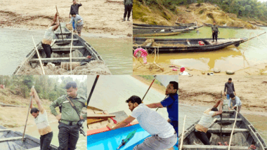 জৈন্তাপুরে ২ লক্ষ টাকার ইঞ্জিন নৌকা ধ্বংস